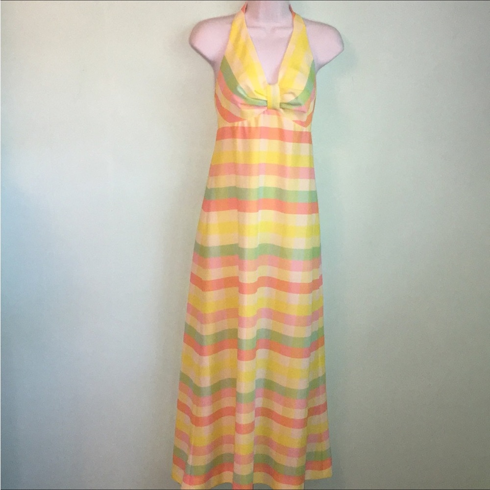 Vintage 70’s Jo Jr Dallas Halter Maxi Dress size 2